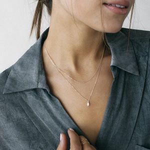 - Layer Pearl Pendant Necklace Handmade 14K Gold FilledBoho Jewelry Necklace .